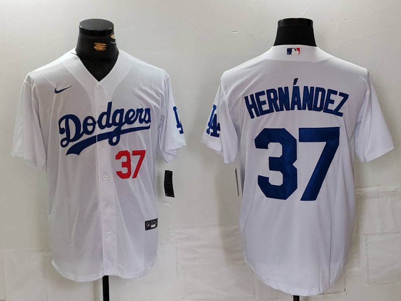 Men's Los Angeles Dodgers Teoscar Hernandez #37 White Home Limited Jersey